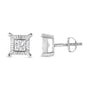 0.33 to 1 Ct. T.W. Rhodium-Plated Miracle-Set Princess-Cut Diamond Solitaire Stud Earrings in Sterling Silver, photo 11