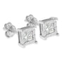 Aretes de botón solitario Miracle-Set con diamantes talla princesa de pureza SI2-I1 de 0.25 a 0.5 ct. p.t. en plata de ley, foto 6