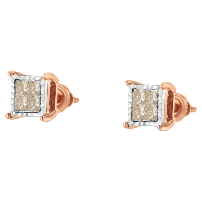 1/2 Ct. T.W. Princess-Cut Composite Diamond Stud Earrings in 10K Two-Tone Gold, photo 5