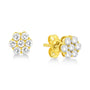 Aretes de botón de racimo floral con cierres de presión y diamantes redondos de 1/2 ct. p.t. en oro amarillo de 14K, foto 5