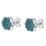 1 Ct. T.W. Treated Blue Diamond Floral Stud Earrings in Sterling Silver, photo 4