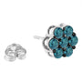 1 Ct. T.W. Treated Blue Diamond Floral Stud Earrings in Sterling Silver, photo 5