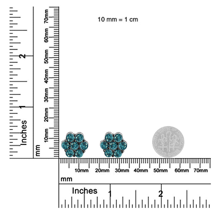 1 Ct. T.W. Treated Blue Diamond Floral Stud Earrings in Sterling Silver, photo 6