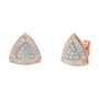 Aretes de botón estilo halo de 4 piedras en forma de trillón con detalles de diamante en oro rosa de 14K sobre plata, foto 2