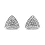 Aretes de botón estilo halo de 4 piedras en forma de trillón con detalles de diamante en plata de ley, foto 2