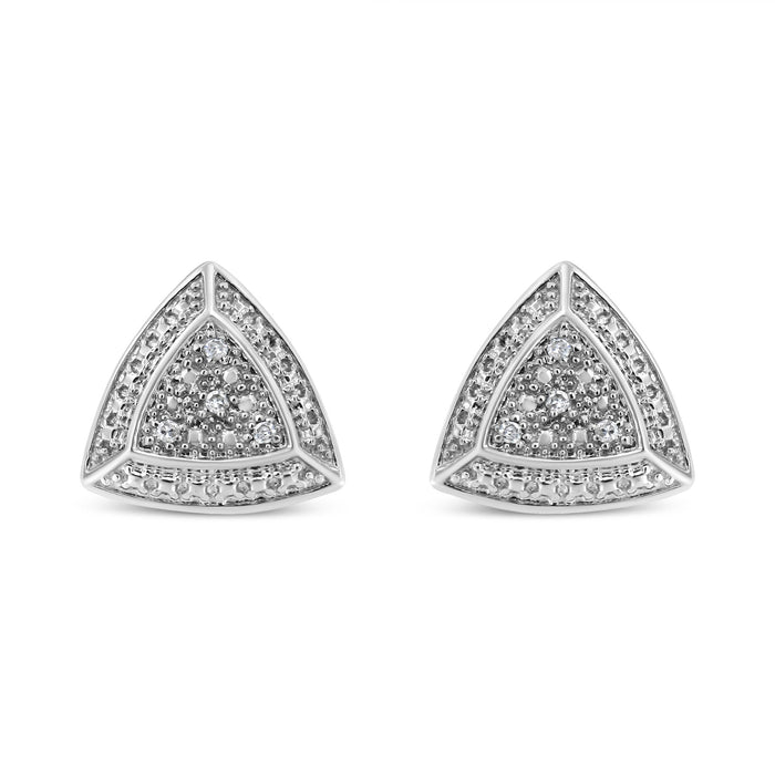 Aretes de botón estilo halo de 4 piedras en forma de trillón con detalles de diamante en plata de ley, foto 2