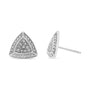 Aretes de botón estilo halo de 4 piedras en forma de trillón con detalles de diamante en plata de ley, foto 4