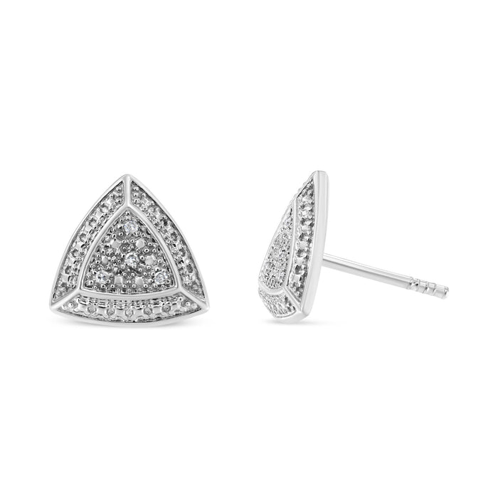 Aretes de botón estilo halo de 4 piedras en forma de trillón con detalles de diamante en plata de ley, foto 4