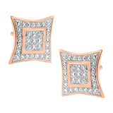 Aretes de botón estilo halo de 4 piedras en forma de estrella de cuatro puntas con detalles de diamante en plata de ley, color H-I, claridad I2-I3