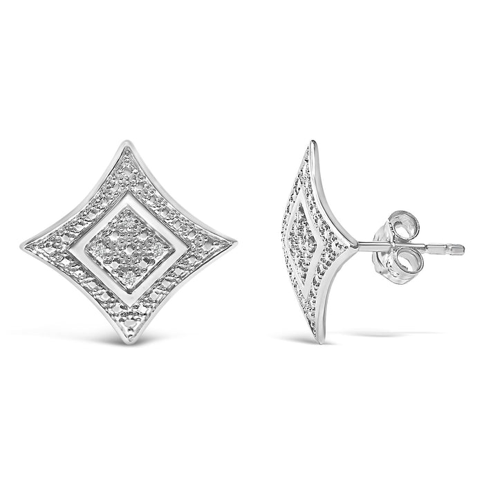 Aretes de botón estilo halo de 4 piedras en forma de estrella de cuatro puntas con detalles de diamante en plata de ley, foto 4