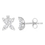 Aretes de botón de hoja floral de 8 piedras con diamantes talla marquesa en oro de 14K, foto 12