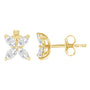 Aretes de botón de hoja floral de 8 piedras con diamantes talla marquesa en oro de 14K, foto 11