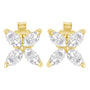 Aretes de botón de hoja floral de 8 piedras con diamantes talla marquesa en oro de 14K, foto 13