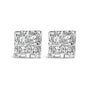 Aretes de botón cuádruples con diamantes talla princesa de 1/4 ct. p.t. en oro amarillo de 10K, foto 1
