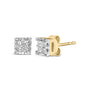 Aretes de botón cuádruples con diamantes talla princesa de 1/4 ct. p.t. en oro amarillo de 10K, foto 2