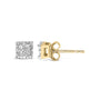 Aretes de botón cuádruples con diamantes talla princesa de 1/4 ct. p.t. en oro amarillo de 10K, foto 4