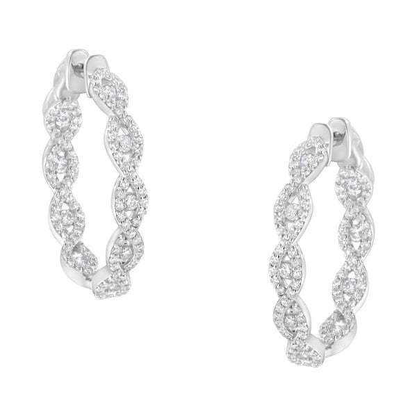1 1/2 Ct. T.W. Diamond Hoop Earrings in 10K White Gold, photo 1