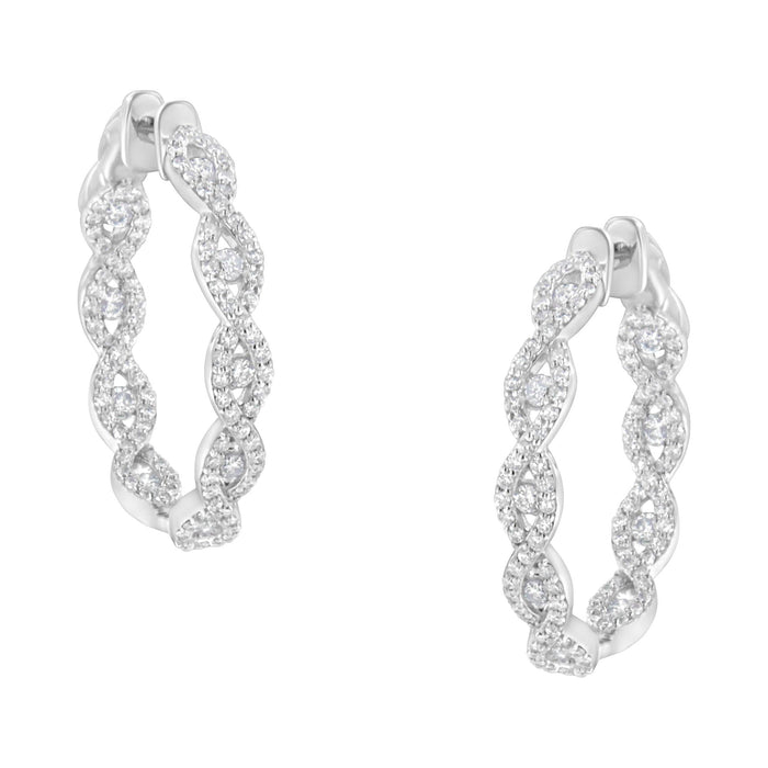 Aretes de aro con diamantes de 1 1/2 ct. p.t. en oro blanco de 10K, foto 1
