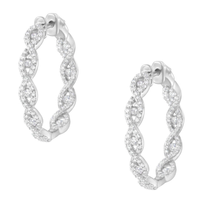 Aretes de aro con diamantes de 1 1/2 ct. p.t. en oro blanco de 10K, foto 4