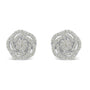 Aretes de racimo floral con diamantes talla rosa de 1 ct. p.t. en oro blanco de 10K, foto 1