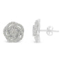 Aretes de racimo floral con diamantes talla rosa de 1 ct. p.t. en oro blanco de 10K, foto 2