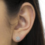 Aretes de racimo floral con diamantes talla rosa de 1 ct. p.t. en oro blanco de 10K, foto 3