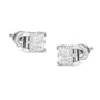 Aretes de botón cuadrados de racimo con engaste invisible y diamantes de 3/4 ct. p.t. en oro blanco de 10K, foto 1