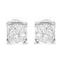 Aretes de botón cuadrados de racimo con engaste invisible y diamantes de 3/4 ct. p.t. en oro blanco de 10K, foto 4
