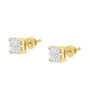 Aretes de botón cuadrados de racimo con engaste invisible y diamantes de 3/4 ct. p.t. en oro amarillo de 10K, foto 5