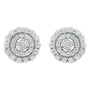 Aretes de botón de doble halo con diamantes redondos talla brillante de 1/2 ct. p.t. en oro blanco de 10K, foto 1