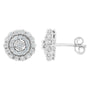 Aretes de botón de doble halo con diamantes redondos talla brillante de 1/2 ct. p.t. en oro blanco de 10K, foto 2
