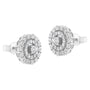 Aretes de botón de doble halo con diamantes redondos talla brillante de 1/2 ct. p.t. en oro blanco de 10K, foto 4