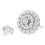 Aretes de botón de doble halo con diamantes redondos talla brillante de 1/2 ct. p.t. en oro blanco de 10K, foto 5