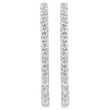 Aretes de aro oblongos con bisagra y cierre de palanca con diamantes talla brillante de 2 ct. p.t. en oro blanco de 14K