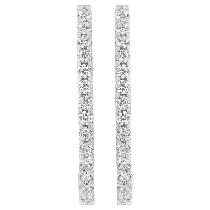 Aretes de aro oblongos con bisagra y cierre de palanca con diamantes talla brillante de 2 ct. p.t. en oro blanco de 14K, foto 1
