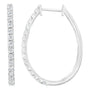 Aretes de aro oblongos con bisagra y cierre de palanca con diamantes talla brillante de 2 ct. p.t. en oro blanco de 14K, foto 2