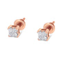 Aretes de botón con diamantes talla princesa de 1/4 ct. p.t. en oro de 10K, foto 9