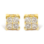Aretes de botón con diamantes talla princesa de 1/4 ct. p.t. en oro de 10K, foto 2