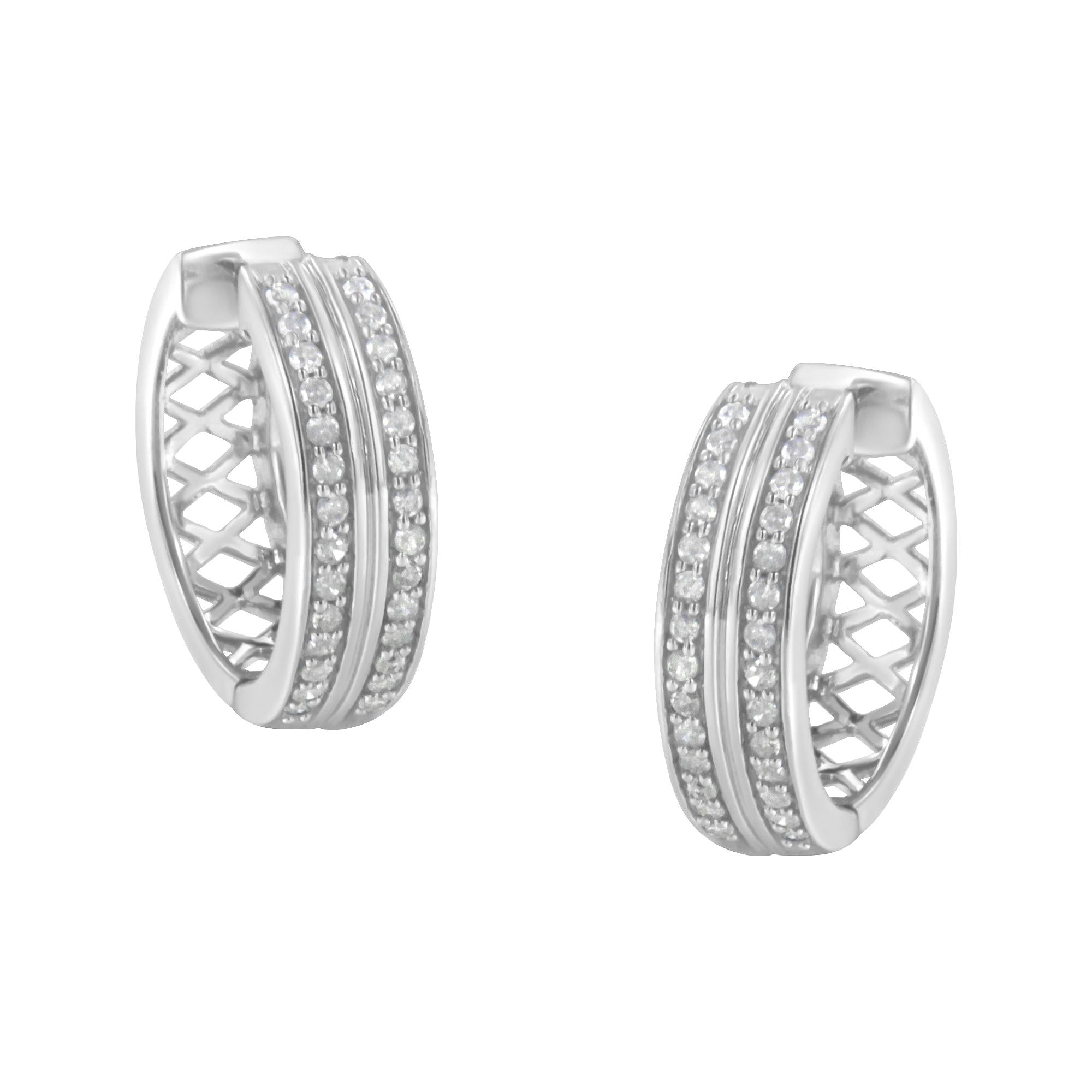 Aretes de aro con diamantes de 1/2 ct. p.t. en oro blanco de 10K, color I-J, claridad I2-I3, foto 1