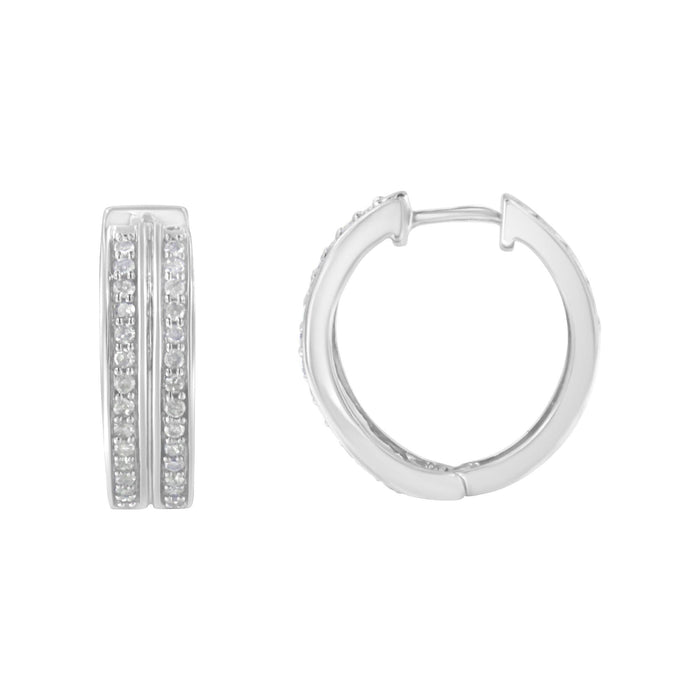 Aretes de aro con diamantes de 1/2 ct. p.t. en oro blanco de 10K, color I-J, claridad I2-I3, foto 2