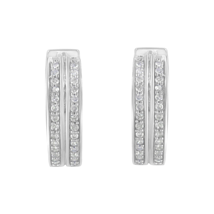 Aretes de aro con diamantes de 1/2 ct. p.t. en oro blanco de 10K, color I-J, claridad I2-I3, foto 4