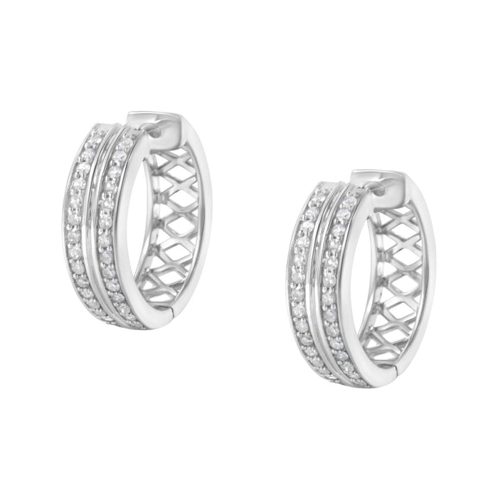 Aretes de aro con diamantes de 1/2 ct. p.t. en oro blanco de 10K, color I-J, claridad I2-I3, foto 5