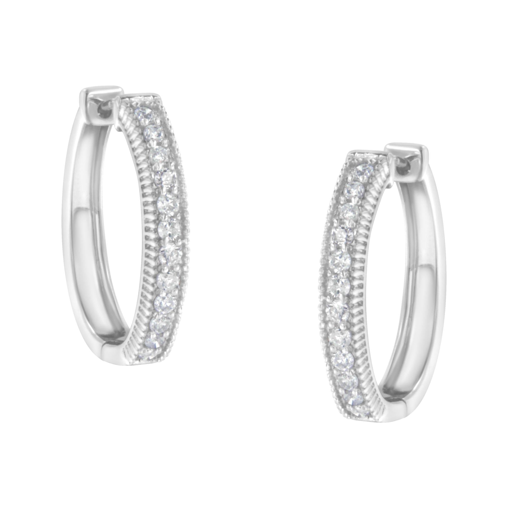 1 Ct. T.W. Diamond Prong-Set Single Row Hoop Earrings in 10K White Gold, photo 1