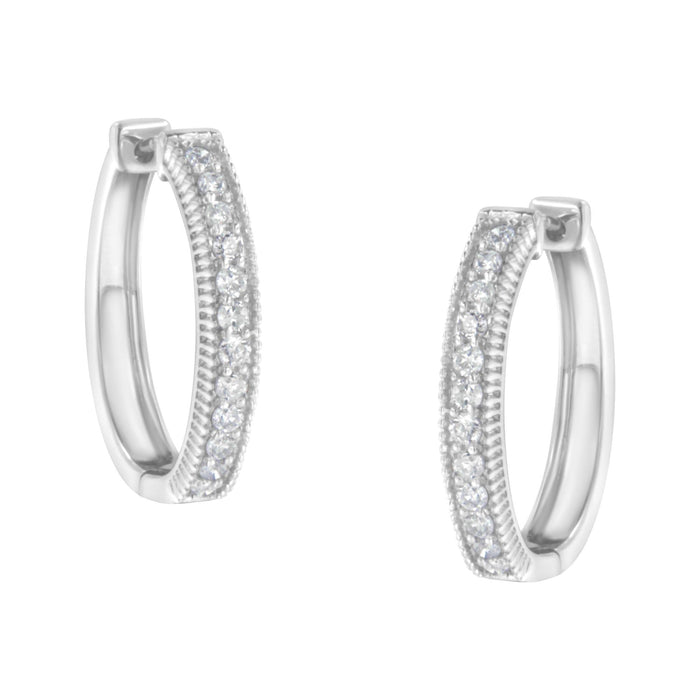 1 Ct. T.W. Diamond Prong-Set Single Row Hoop Earrings in 10K White Gold, photo 1
