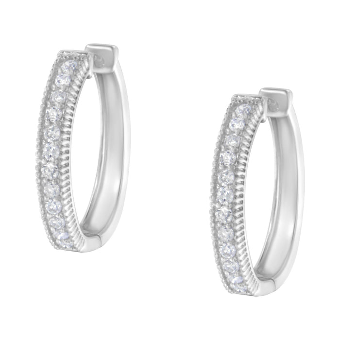 1 Ct. T.W. Diamond Prong-Set Single Row Hoop Earrings in 10K White Gold, photo 4