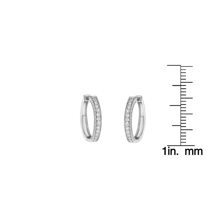 1 Ct. T.W. Diamond Prong-Set Single Row Hoop Earrings in 10K White Gold, photo 5