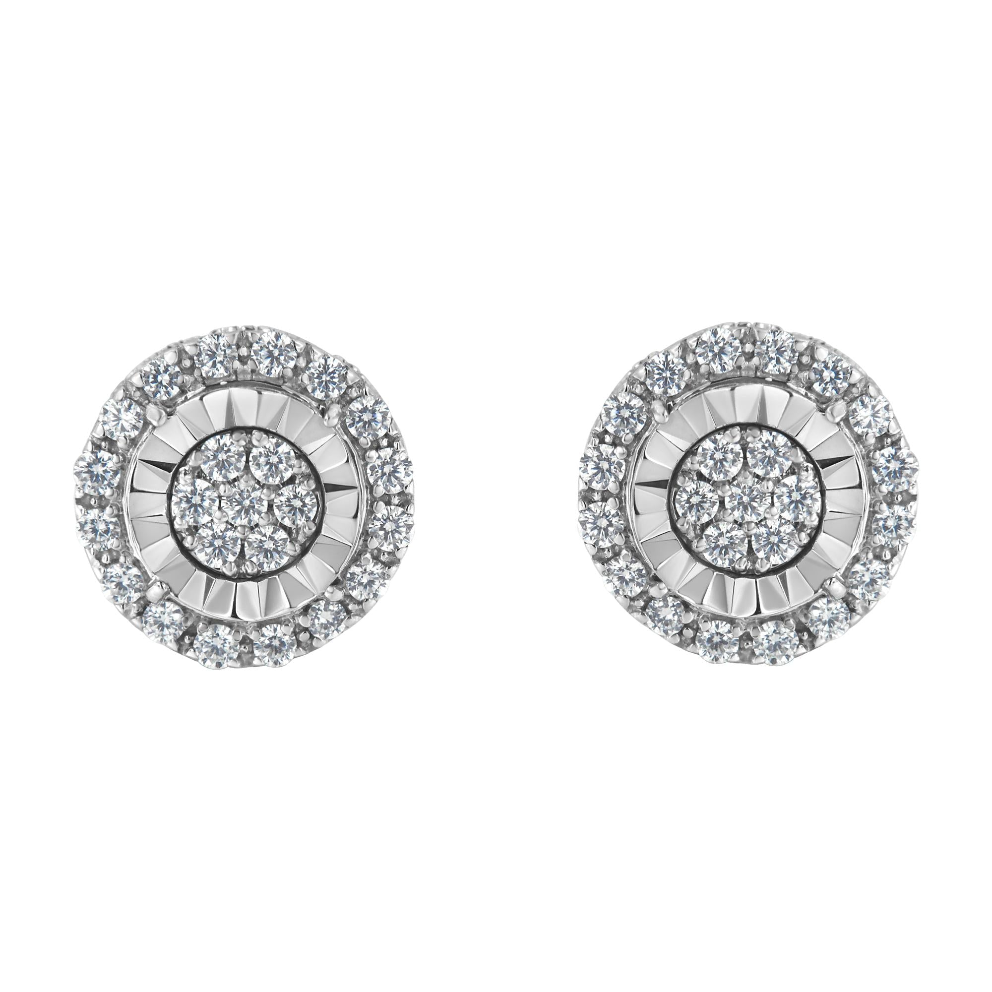 Aretes de racimo con diamantes de 1 ct. p.t. en plata de ley, foto 1