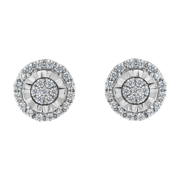 1 Ct. T.W. Diamond Cluster Earrings in Sterling Silver, photo 1
