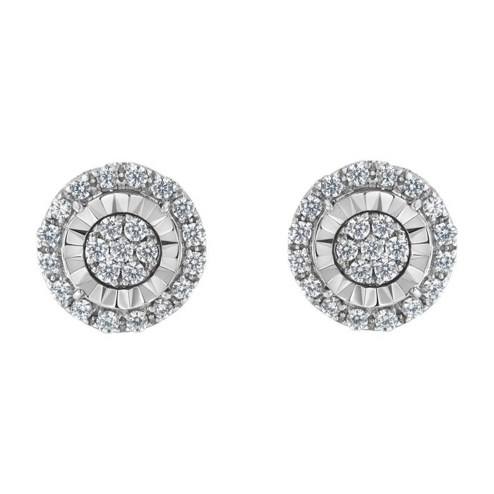 Aretes de racimo con diamantes de 1 ct. p.t. en plata de ley, foto 1