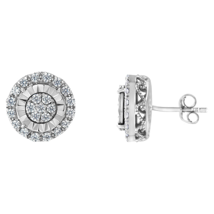 Aretes de racimo con diamantes de 1 ct. p.t. en plata de ley, foto 2